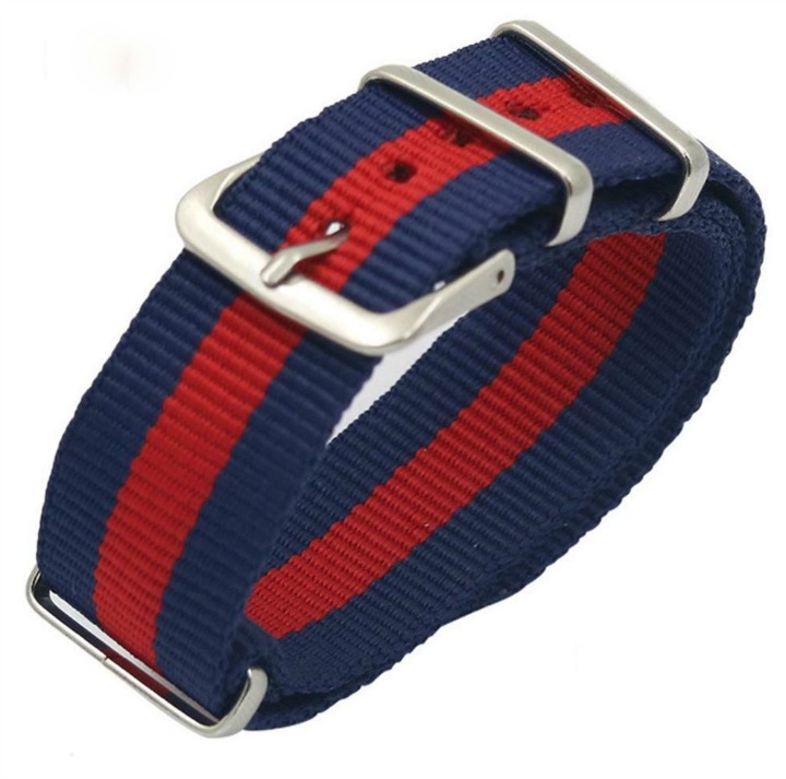 20mm NATO Armband Nylon blau rot (NATO20-06)