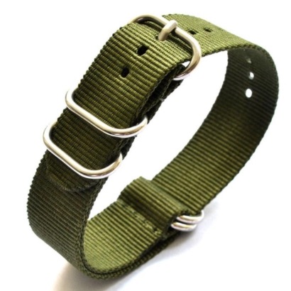 22mm ZULU Armband Nylon grün (ZULU01-22mm)