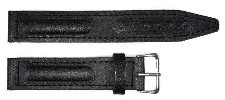 18mm VOSTOK Lederarmband, schwarz (LD18-01)