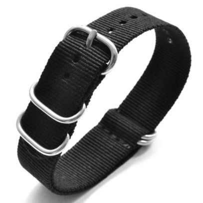 22mm ZULU Armband Nylon Schwarz (ZULU03-22mm)