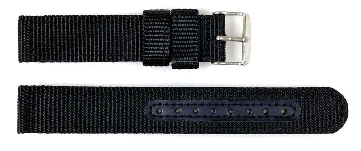 22mm Armband Nylon schwarz zweiteilig mit Dornschließe