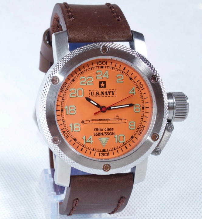 "US NAVY OHIO CLASS" - 24-Std.-Automatikuhr von TRIUMPH mit VOSTOK - Werk, Edelstahl, ø47mm 2431.01 TRI-US.Navi.2