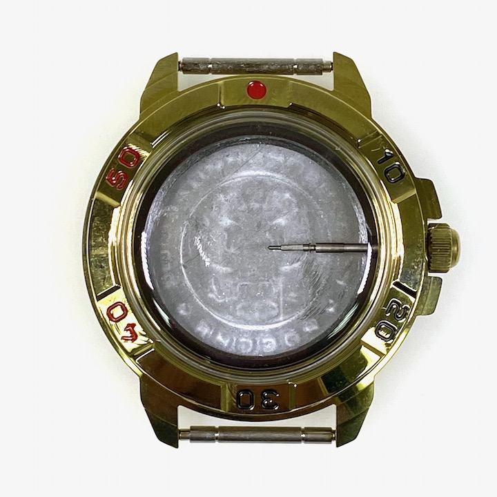 Gehäuse 439 für VOSTOK KOMANDIRSKIE Uhren von VOSTOK, Titannitrid beschichtet, poliert, komplett 439ksb