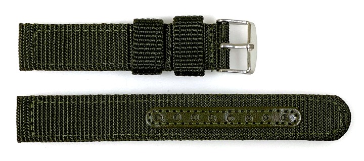 18mm Armband Nylon military green zweiteilig mit Dornschließe