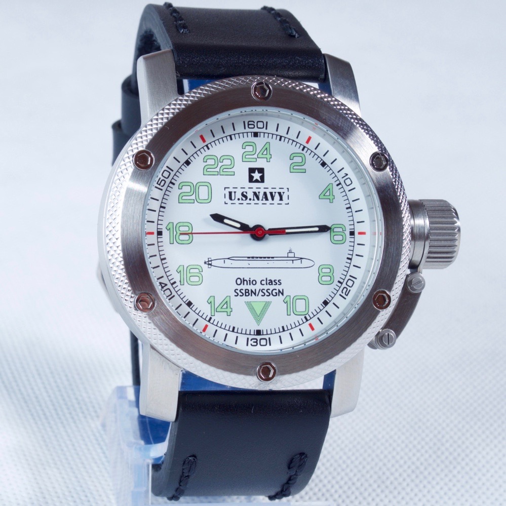 "US NAVY OHIO CLASS" - 24-Std.-Automatikuhr von TRIUMPH mit VOSTOK - Werk, Edelstahl, ø47mm 2431.01 TRI-US.Navi.3