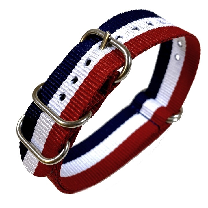 18mm ZULU Armband blau / weiß / rot (ZULU07-18mm)