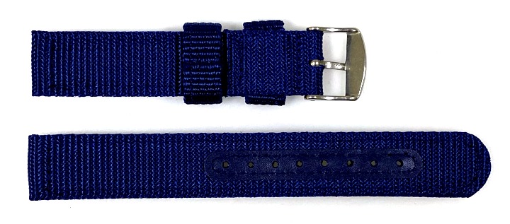 18mm Armband Nylon blau zweiteilig mit Dornschließe