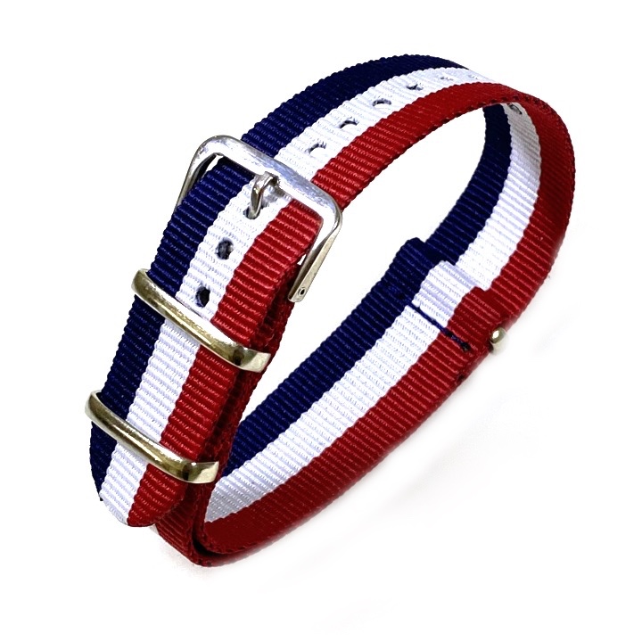 22mm NATO Armband Nylon Tricolor blau weiß rot (NATO22-14)