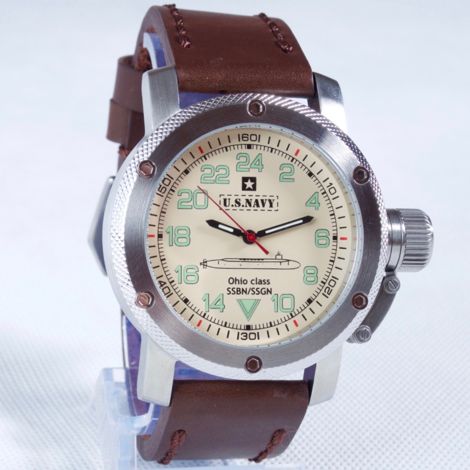 "US NAVY OHIO CLASS" - 24-Std.-Automatikuhr von TRIUMPH mit VOSTOK - Werk, Edelstahl, ø47mm 2431.01 TRI-US.Navi.4