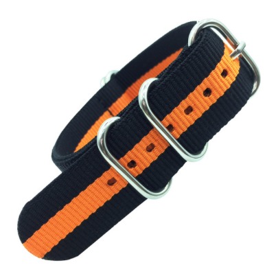 22mm ZULU Armband Nylon Schwarz / Orange (ZULU06-22mm)